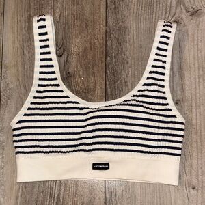 LUCKY Brand Padded Ribbed Striped Crop Top Bralette Size Medium